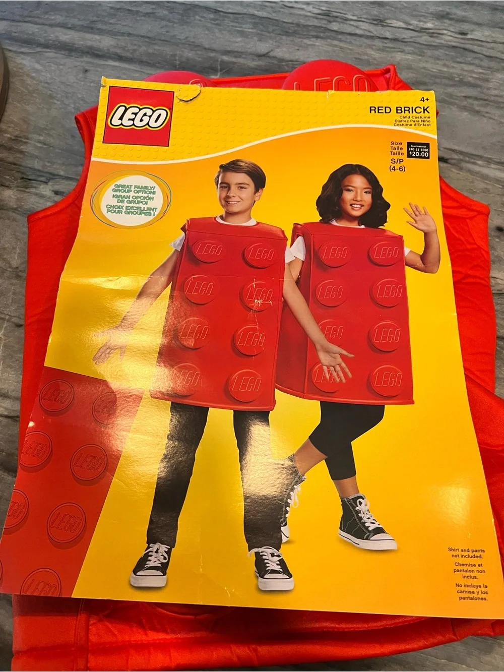 Official LEGO Red Brick Kids Halloween Costume Tunic by Disguise size small 4-6